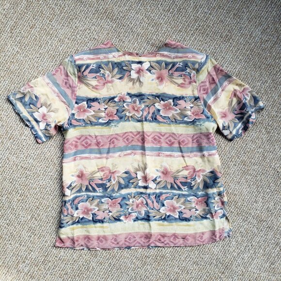 Vintage 90s 100% Silk Pastel Crop Top Blouse Women's Small - Picture 2 of 7